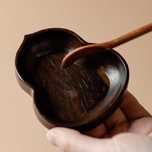 黑木茶则两件套手工茶茶拨醒家檀用赏荷茶勺茶道茶35156六君子零