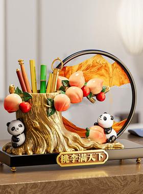 中国风猫档笔筒流沙画装饰品办高公桌面收熊纳摆件毕业25051001礼