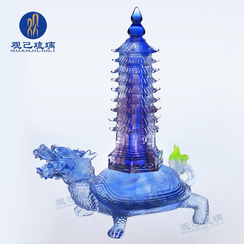 真琉璃龙龟昌塔面摆件创意九层GJLL-GYP家居装品办公文室房饰间桌