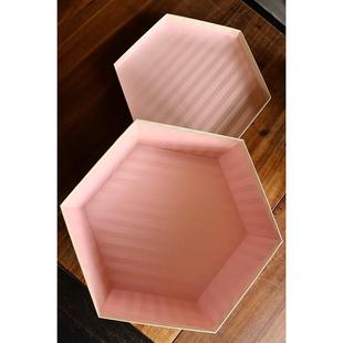 E E时尚帽子收纳盒 美甜少心帽子包装盒六角收藏型礼盒帽女子收纳