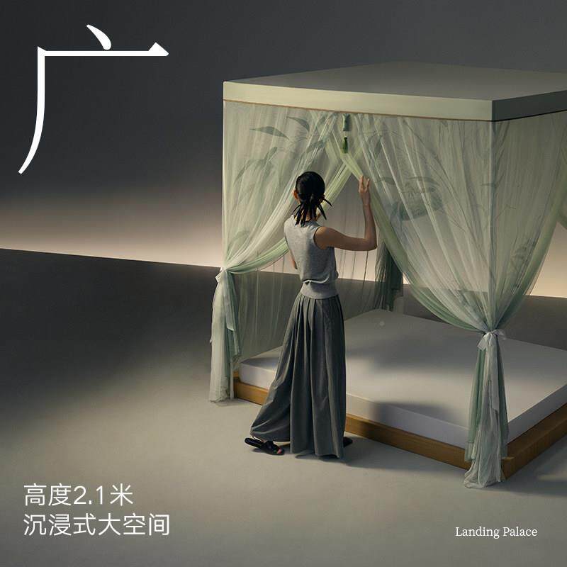 0225新款公主宫廷落地蚊浅美PRO-风双层网纱帐卧室床上床幔