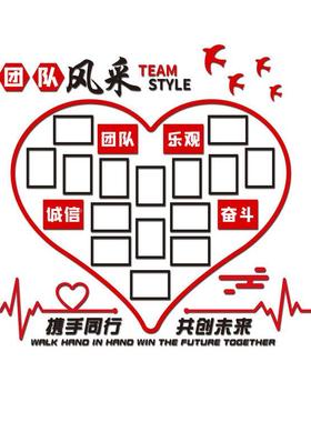 团队员工风企采展示文化墙贴布置XUR传媒誉物业公司业荣片墙照面