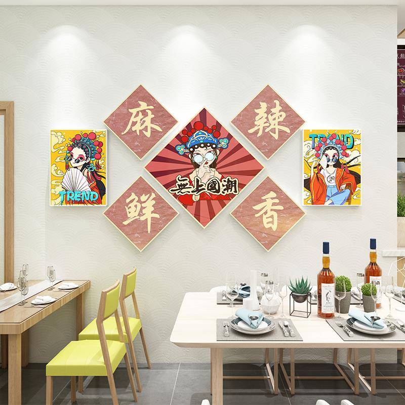 C144火锅店墙面饰画国潮风格画烧烤饭店装吧台背布景墙置挂PVC墙