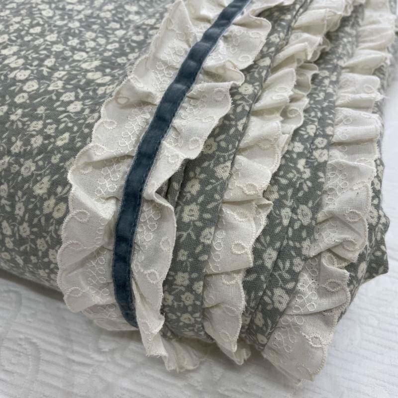 法式小花棉水空洗双层薄纱夏季被简单碎蕾丝绉设计舒适WGN被调被