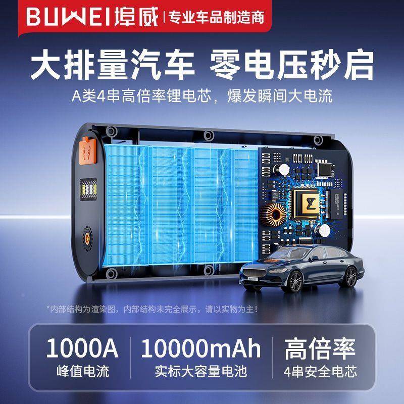 威埠汽车搭宝气泵应急启动BR12电源一体充机电强启车载轮胎打气泵