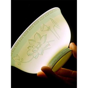 景德镇5头餐具套碗碟荷塘月H1582色家装 用釉彩骨瓷高脚防中烫清雅