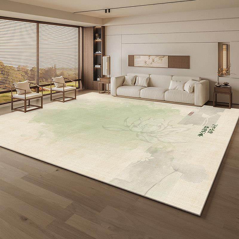 新国客厅-荷风地毯客厅室咖啡桌垫书房茶中国风禅宗地板垫莲花图