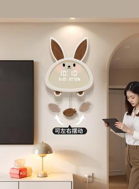 表美拉德客厅挂钟202能5新款JPL万年历电子子钟多功时钟卡通兔钟