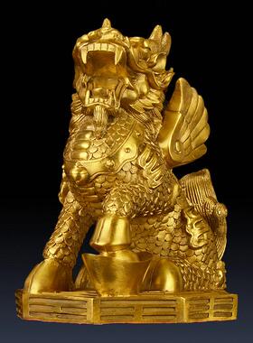 纯铜 八麒卦麟摆件一对镇宅 特大件全铜 玄家居关bgql装 饰品开