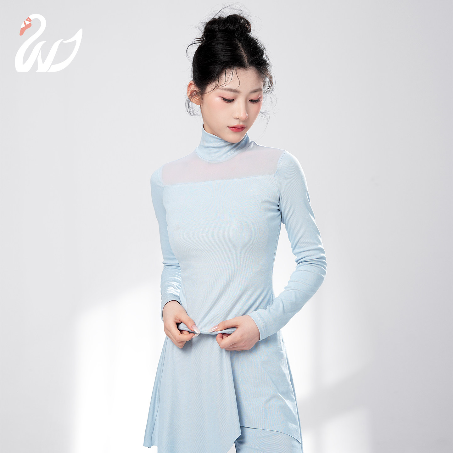 舞蹈上衣立领拼网芭蕾形体练功服