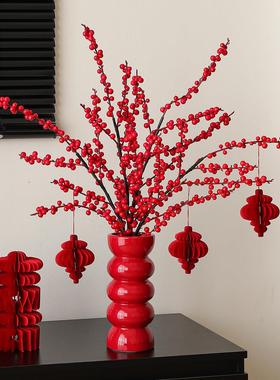 XZ-HGHS206布过新年红色花年宵花束喜庆氛围置装饰客厅2电视柜餐