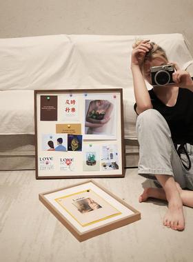 diy实木相框磁吸意挂照片展示海报框定制创侣HTL情相墙片框a4装裱