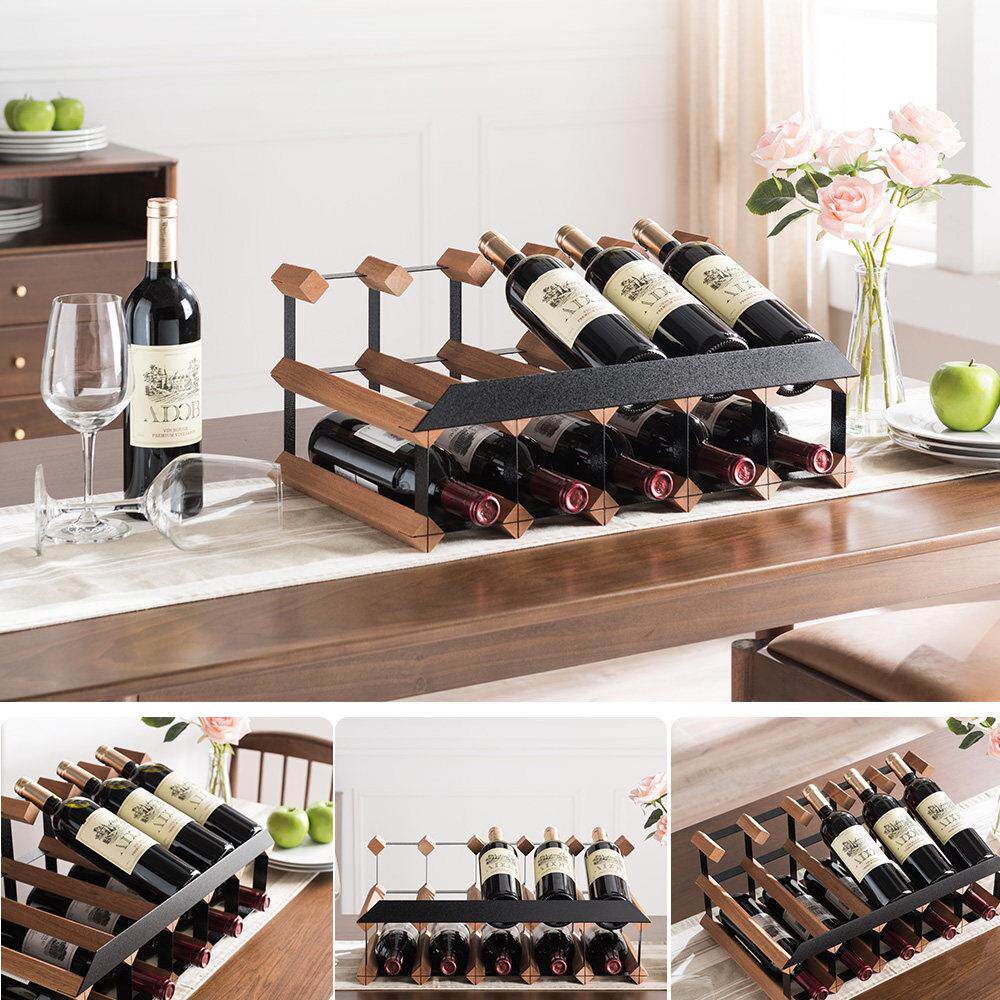 红酒架件现代奢小酒轻架斜放展示创意柜酒窖酒桌面台式实木架子置