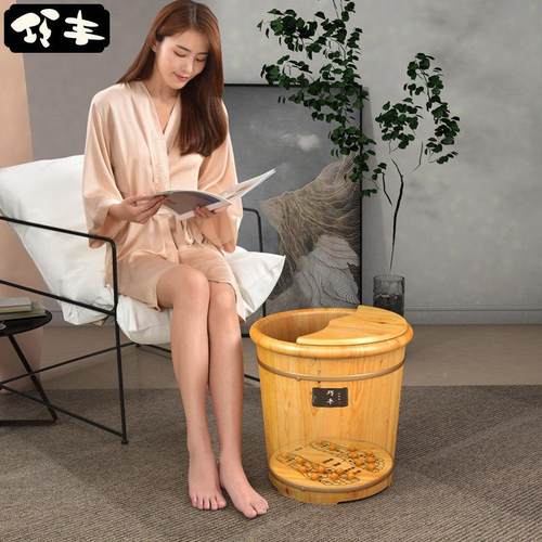 泡洗脚洗脚木木桶家用实木足浴养桶保柏木40穴温泡脚桶过小腿生按
