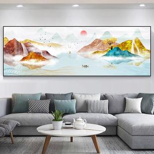 山挂画晶发瓷镶钻办公 3252画沙背墙画壁水画新中式 景客厅装 饰QY