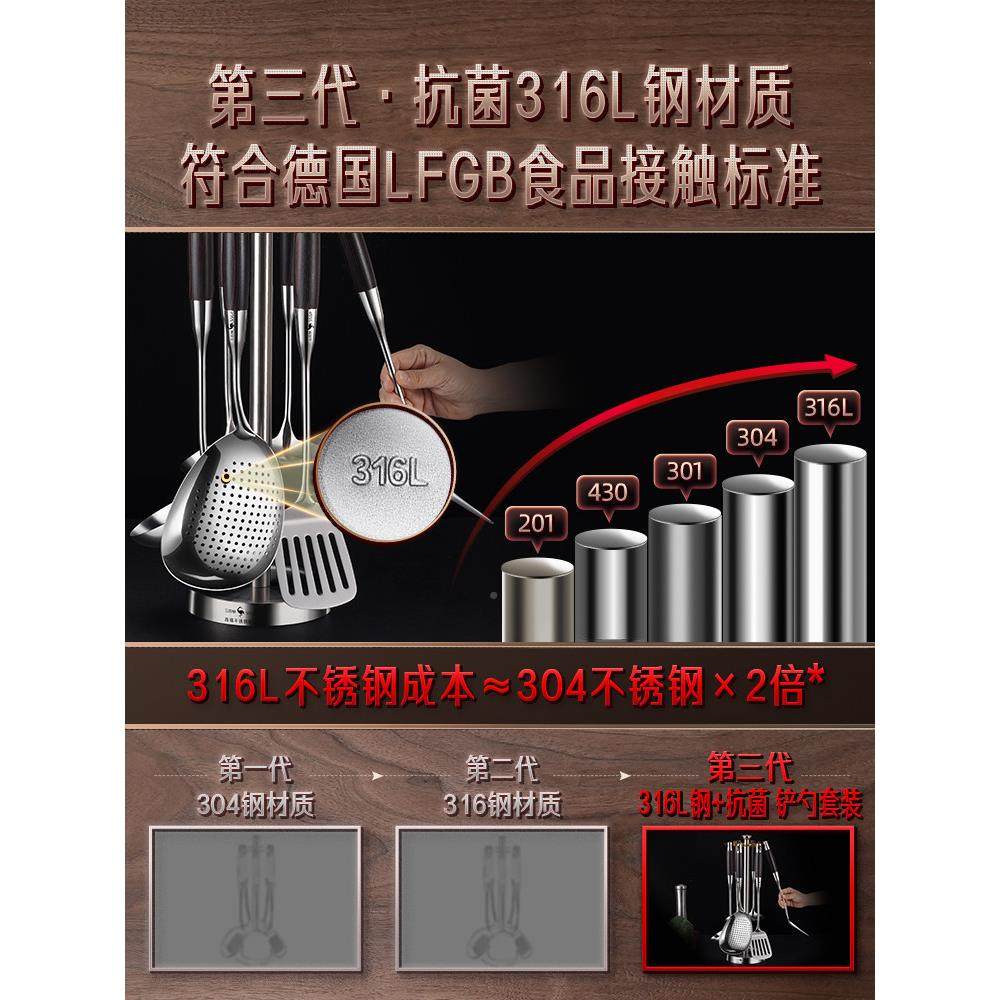三钢31L不锈钢锅铲6食子品级套装炒菜勺铲子七四件套厨房全套2657,厨房/烹饪用具,锅铲,淘宝优惠券,粉丝福利购,淘宝优惠卷