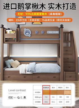 全实上木上下床同宽双层床型QMLQ-002下铺济床高低床双经层床子母