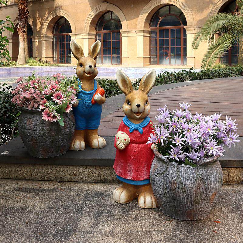 花园庭院兔子子阳台装饰布院置创动物艺花盆园户外78-4幼儿意园摆