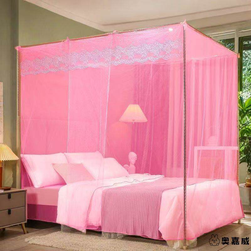 新款纹蚊帐8家单开门1.X283692米2双人床支架老式1.M单人公主风1.
