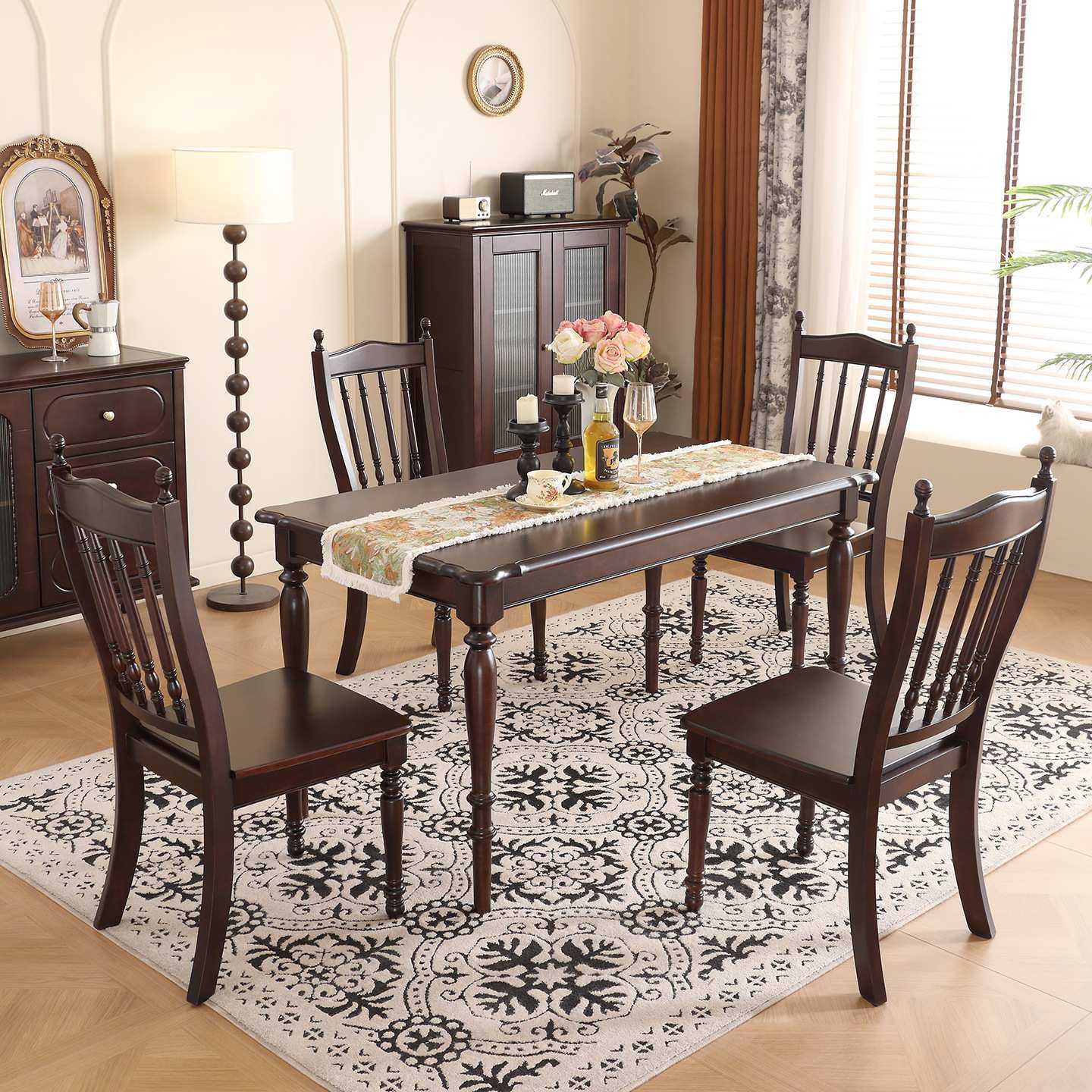 美式复古实木餐桌长方形全实木桃花心木餐厅家用方桌饭桌胡桃色桌,鲜花速递/花卉仿真/绿植园艺,割草机/草坪机,淘宝优惠券,粉丝福利购,淘宝优惠卷