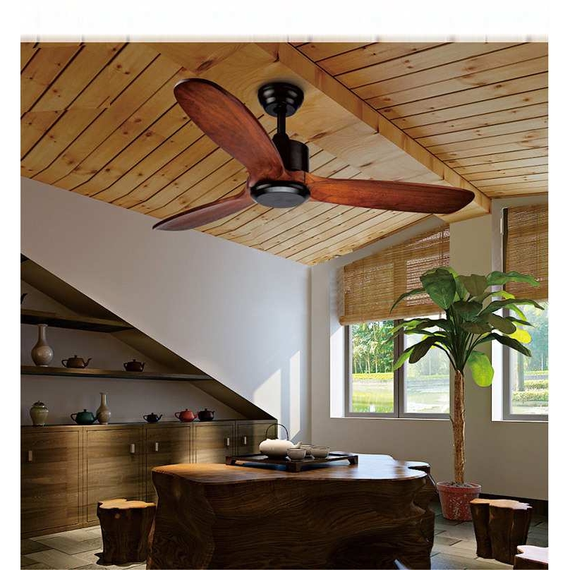 复古吊扇家用客厅无灯遥控实木工业风力电风扇北欧创意简约吊风扇