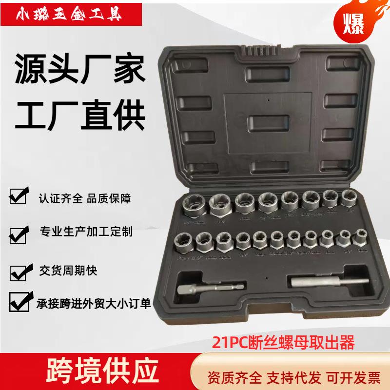 跨境爆款21件套破损螺母取出器滑牙螺母取出器工具套装铬钼钢锻造
