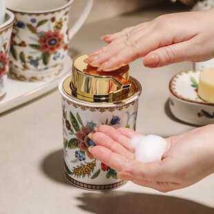 法式复古繁花骨瓷漱口杯卫生间刷牙杯子家用牙具洗漱杯套装