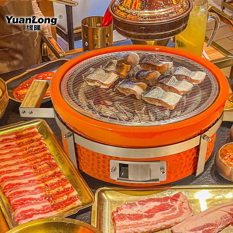 家用商用烧烤炉陶瓷炭烤炉围炉煮茶户外露营木炭火炉圆形炭火烤炉