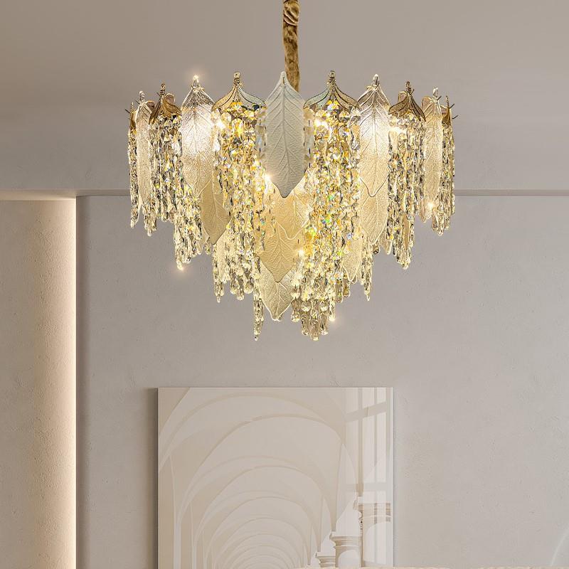 轻奢水晶吊灯客厅灯现代简约大气高档法式水晶吊灯餐厅卧室陶瓷