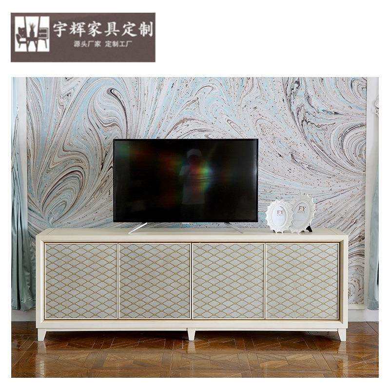 法式轻奢电视柜实木客厅小户型视听地柜客厅白色彩绘电视柜地柜
