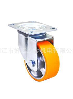 源头工厂产品125X50mm好佳牌欧洲款重型铝芯静音聚氨酯PU万向脚轮
