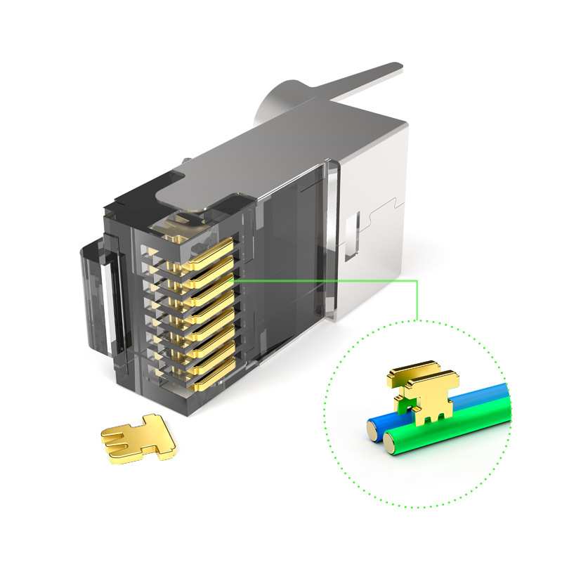 三堡 七类万兆屏蔽水晶头RJ45带燕尾夹CAT7网线头 10个/袋
