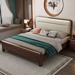 江西赣州南康家用1米5的实木床2023年新款胡桃木主卧室工厂直销店