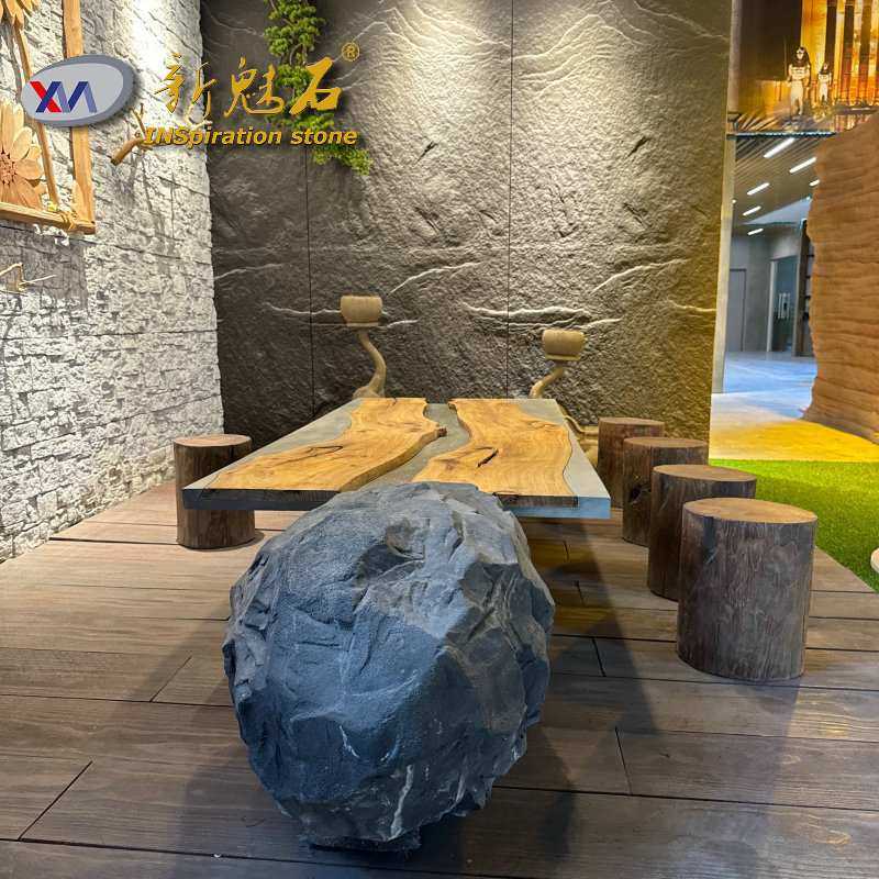 茶台脚GRC混凝土景观仿石桌脚石头摆件茶几垫桌石办公桌几类装饰