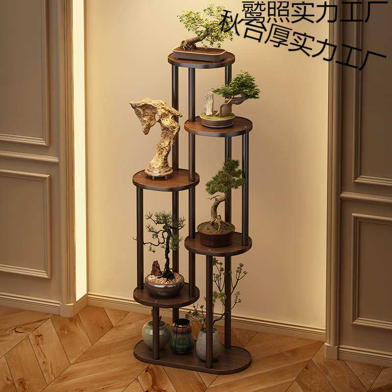 实木花架置物架中式实内落地式新中式木花盆竹仿古客厅吊兰花架子