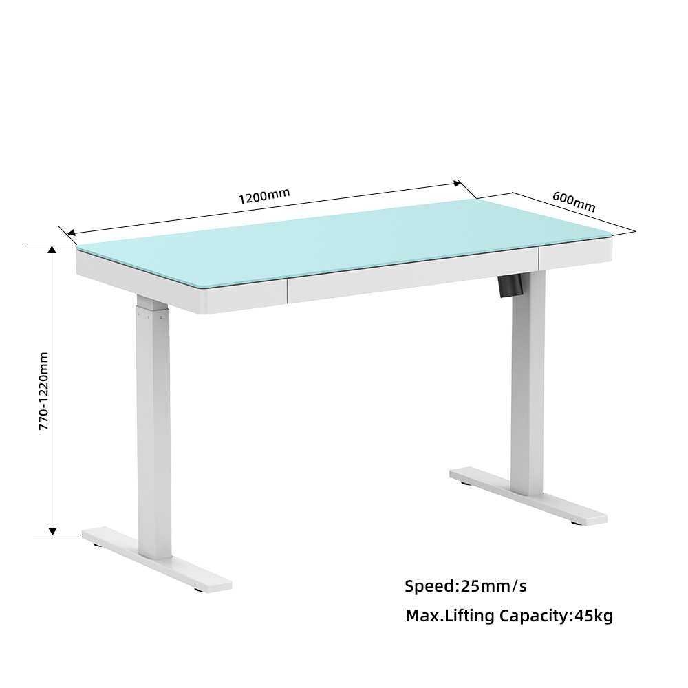 电动升降桌玻璃桌面带抽屉升降桌简约学习桌书房可调高度智能书桌