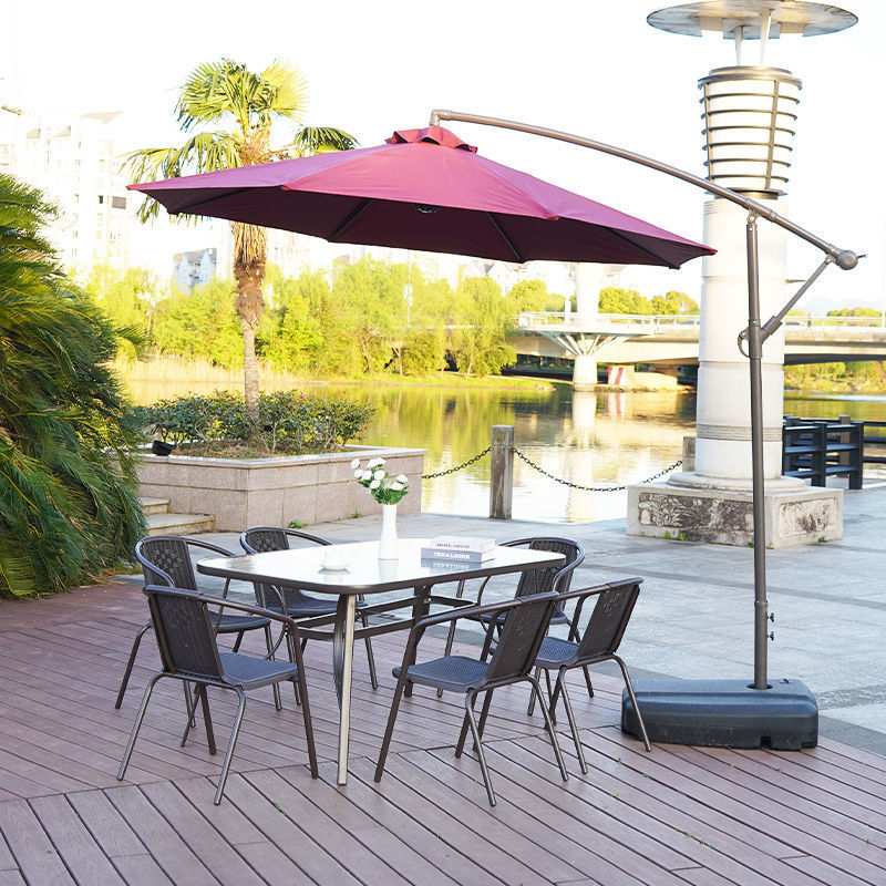 户外桌椅带伞组合庭院露天花园桌椅三件套家用室外休闲阳台小桌椅