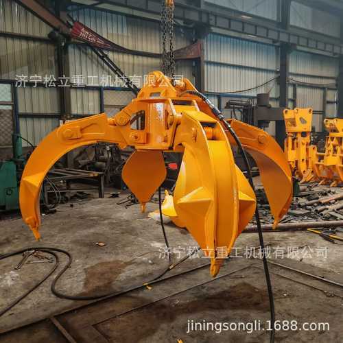 360度旋转废钢抓石抓铁360度旋转四瓣梅花抓斗多瓣抓钢机莲花抓