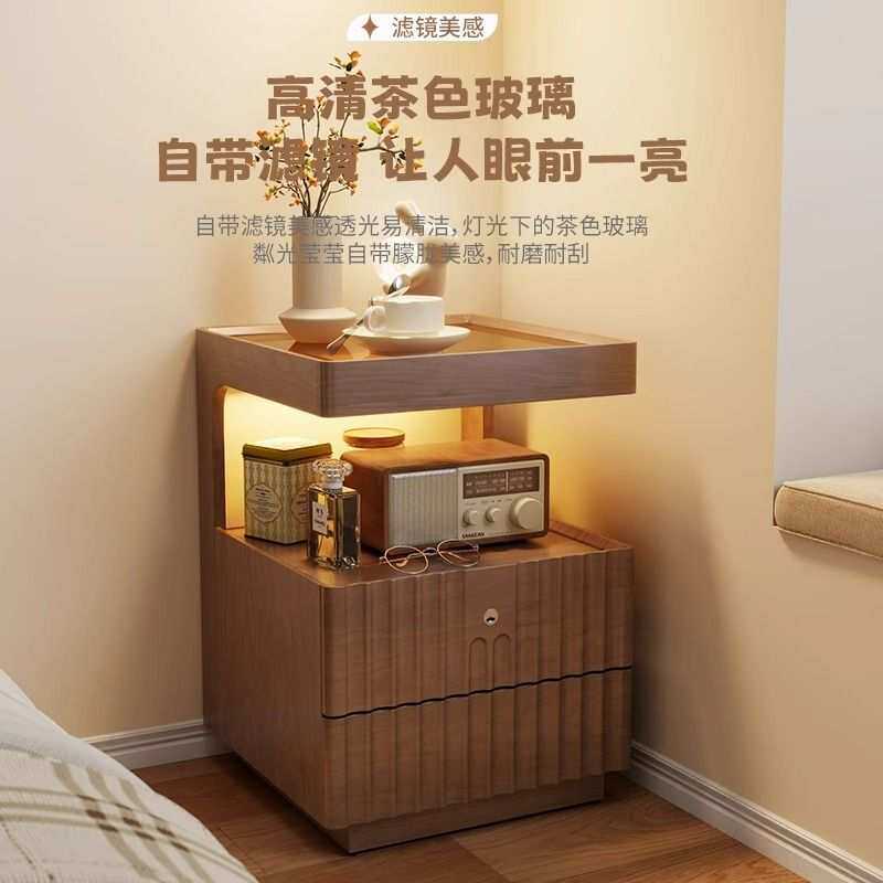 床边置卧室375小型带锁实木床头柜简约现代1收藏人家用储物柜