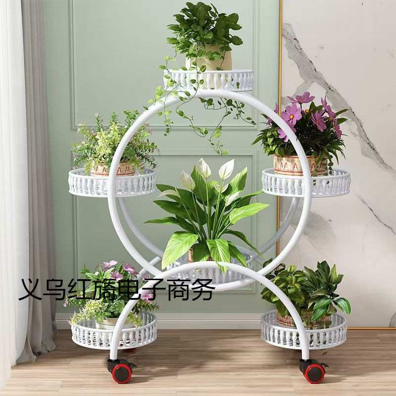 花架子可移动带轮客厅落地式绿萝花盆架铁艺多层阳台花架家用落地