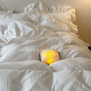 时光独白法式浪漫纯白全棉提花四件套仙女大花边纯棉水洗棉1.8m