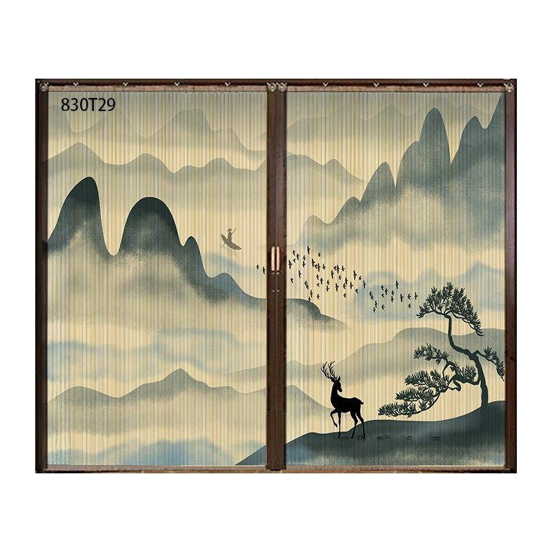 830T竹帘折叠推拉竹门帘空调隔断家用客厅装饰简易门商铺竹帘门