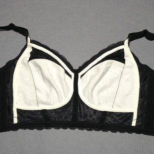 黑色胸罩内衣超薄杯文C胸无钢圈无海绵全罩杯95F女性 大胸显小薄款