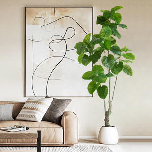 侘寂风仿生绿植仿真植物心叶榕室内客厅落地盆栽简约装饰摆件盆景