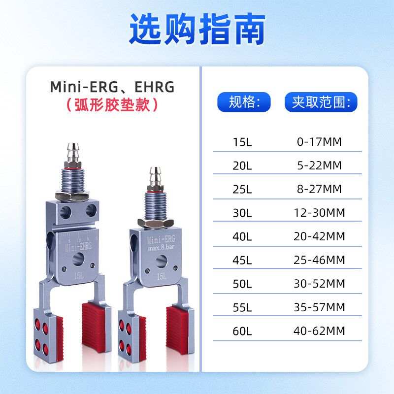 机械手加高加宽夹具迷你小夹子Mini-ERG/EHVG带检测气动夹爪配件