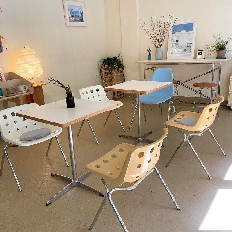 网红奶油风咖啡厅奶茶店桌椅组合韩式ins甜品烘焙蛋糕店桌子商用