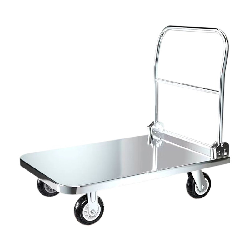 不锈钢手推车304加厚可折叠把手静音折叠拉货车不锈钢平板车