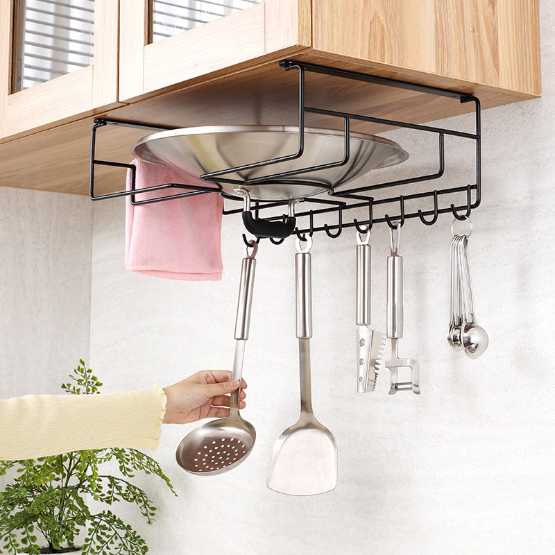 黑色304不锈钢大锅盖收纳架壁挂式 免打孔厨房放菜板锅盖置物架子