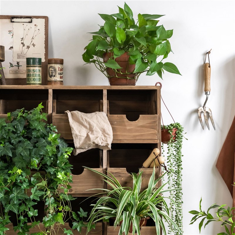 润家家居田园风阳台储物柜多功能实木抽屉收纳柜斗柜可移动置物架