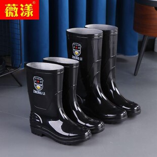 夏中筒水靴防滑耐磨高筒雨靴 短筒雨鞋 男中筒防水胶鞋 男士 工地水鞋